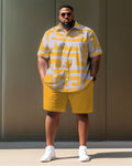 Big & Tall Geometric Graphic T-Shirt Shorts Set for big men view 2