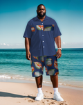 Big & Tall Colorblock Geometric T-Shirt Shorts Set for big men view 1