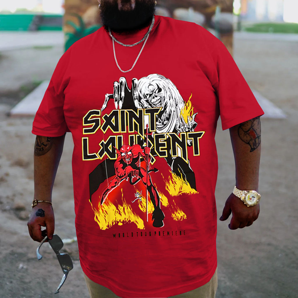 Big & Tall Red Streetwear Skull T-Shirt for big men view 1