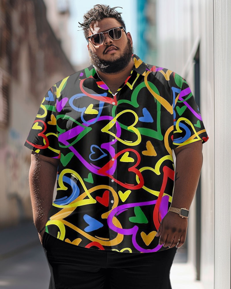 Big & Tall Geometric Short Sleeve Shirt for big men