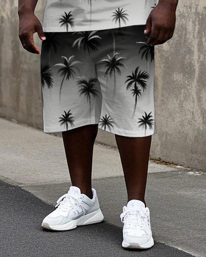Big & Tall Hawaiian Gradient T-Shirt Shorts Set for big men view 3