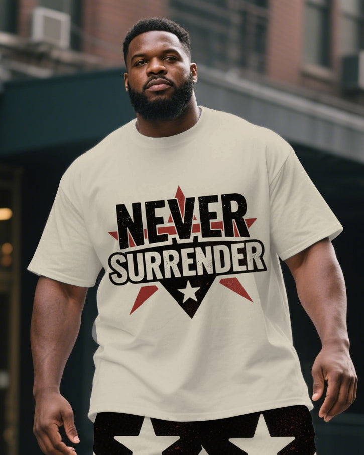 Big & Tall Graphic Streetwear T-Shirt Shorts Set for big men view 2