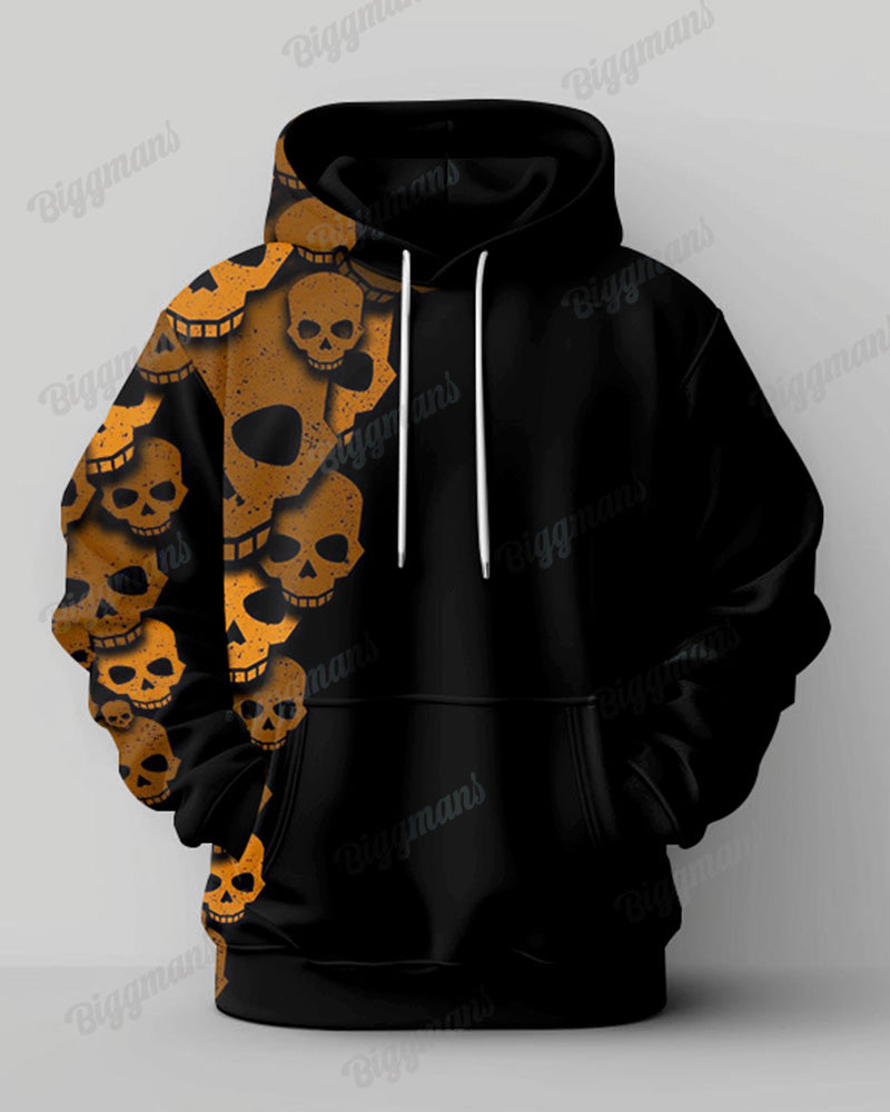 Big & Tall Colorblock Skull Hoodie Sweatpants Set for big men view 2