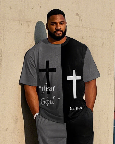 Big & Tall Colorblock T-Shirt Pants Set for big men view 2