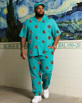 Big & Tall Blue Vintage T-Shirt Pants Set for big men view 1
