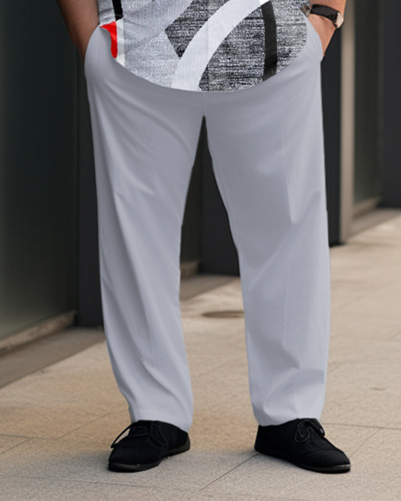 Big & Tall Geometric Graphic T-Shirt Pants Set for big men view 3