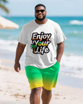 Big & Tall Hawaiian Graphic T-Shirt Shorts Set for big men view 1