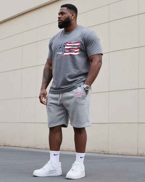 Big & Tall Graphic T-Shirt Shorts Set for big men view 1