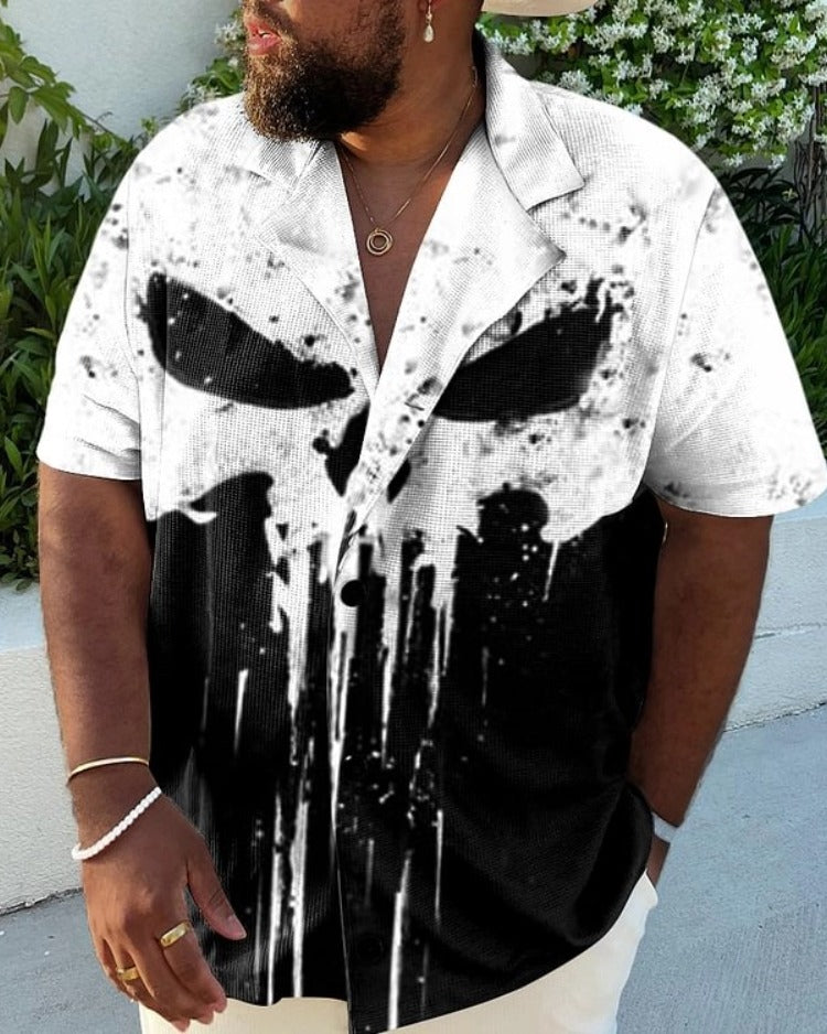 Big & Tall Colorblock Skull Short Sleeve Shirt for big men view 1