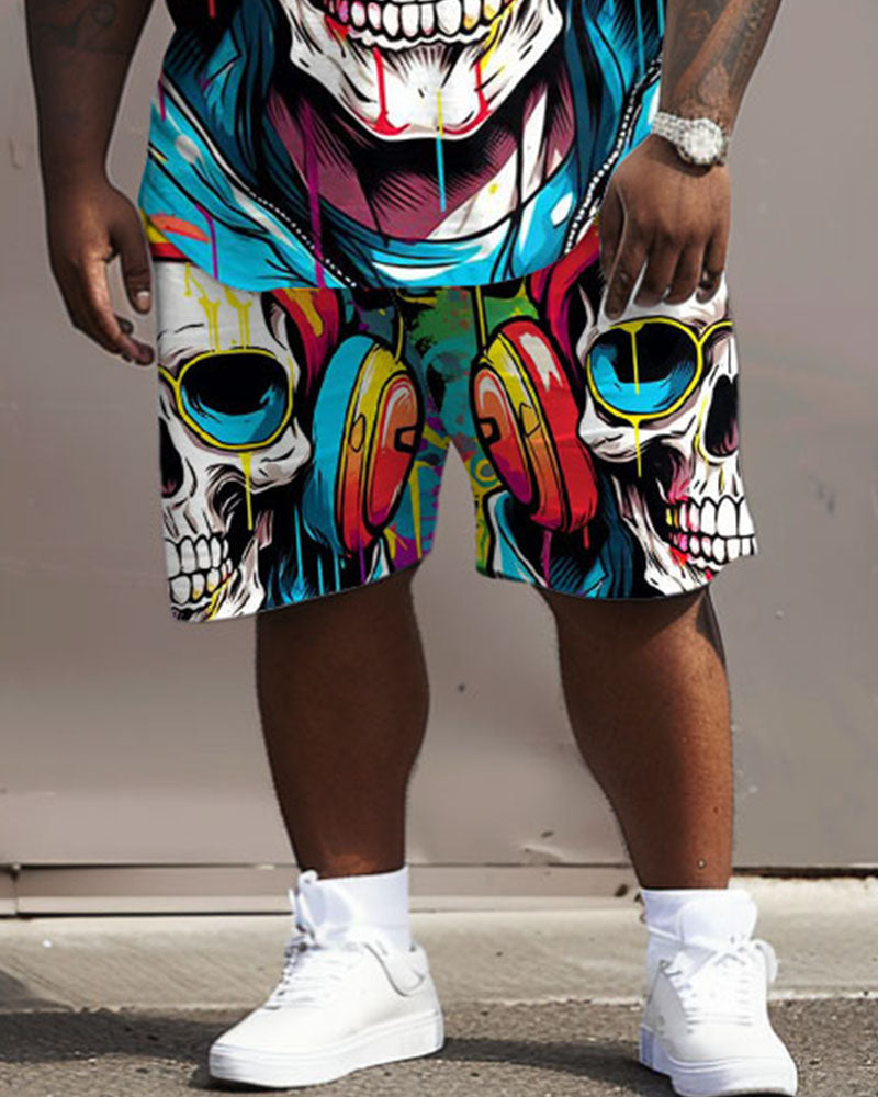 Big & Tall Graphic Graffiti T-Shirt Shorts Set for big men view 3