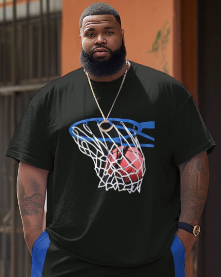 Big & Tall Graphic Streetwear T-Shirt Shorts Set for big men view 3