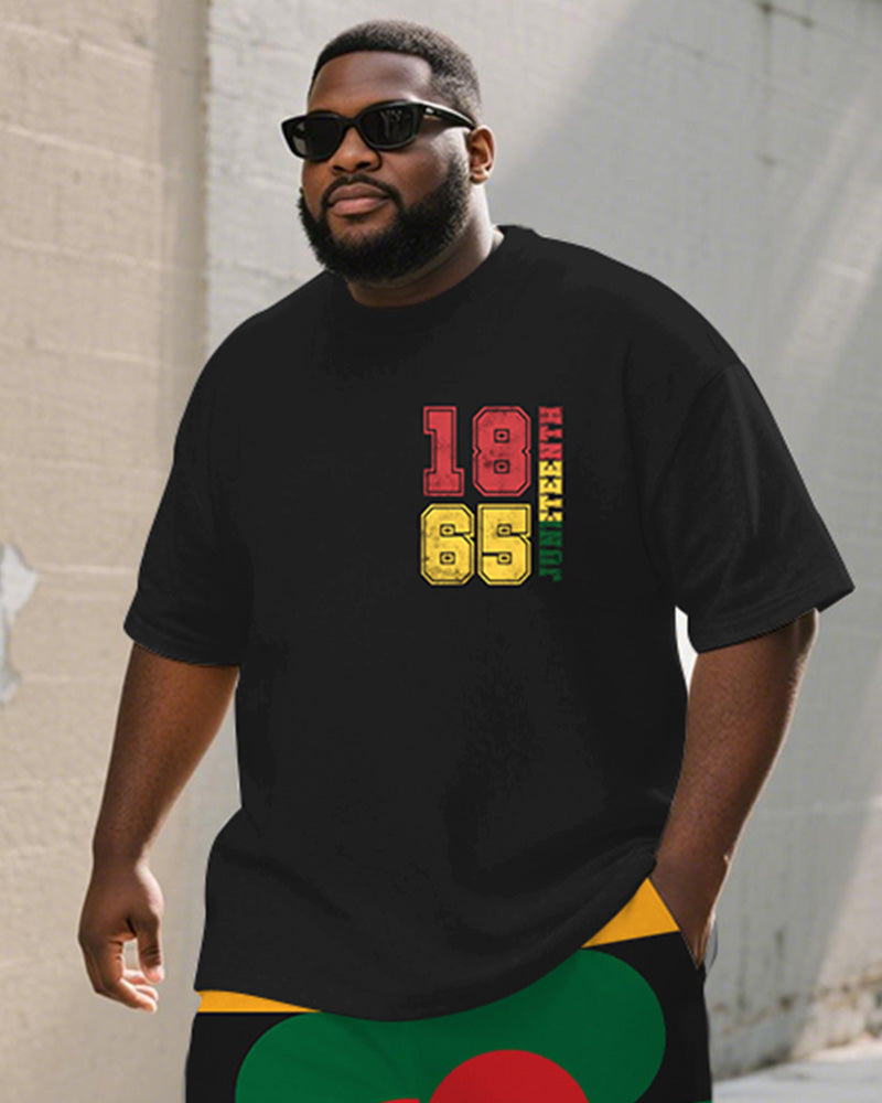 Big & Tall Juneteenth Geometric T-Shirt Shorts Set for big men view 1