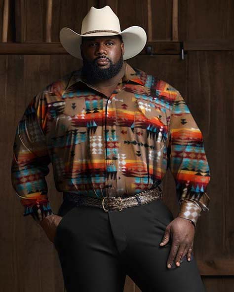 Big & Tall Western Denim T-Shirt Pants Set for big men view 2