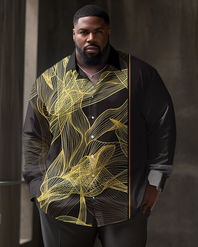 Big & Tall Geometric Plaid Shirt Pants Set for big men