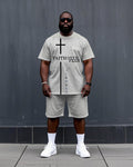 Big & Tall Graphic T-Shirt Shorts Set for big men view 1