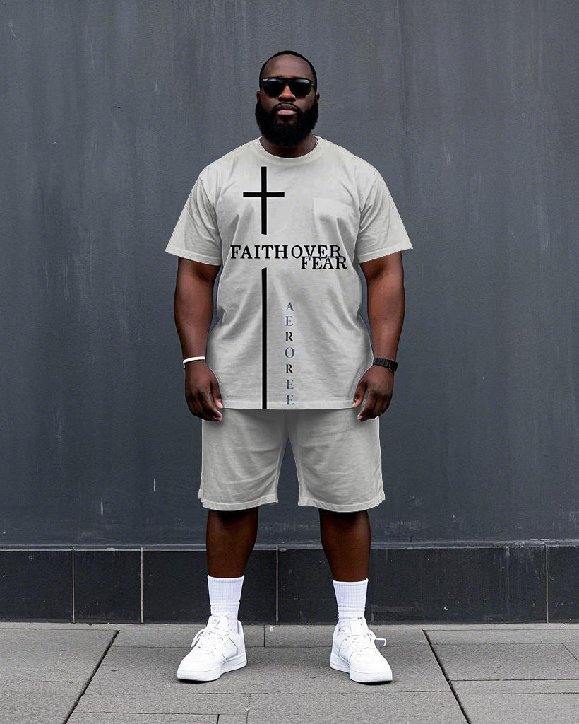Big & Tall Graphic T-Shirt Shorts Set for big men view 1