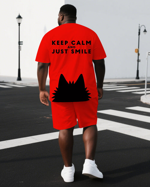 Big & Tall Black Graphic T-Shirt Shorts Set for big men view 1