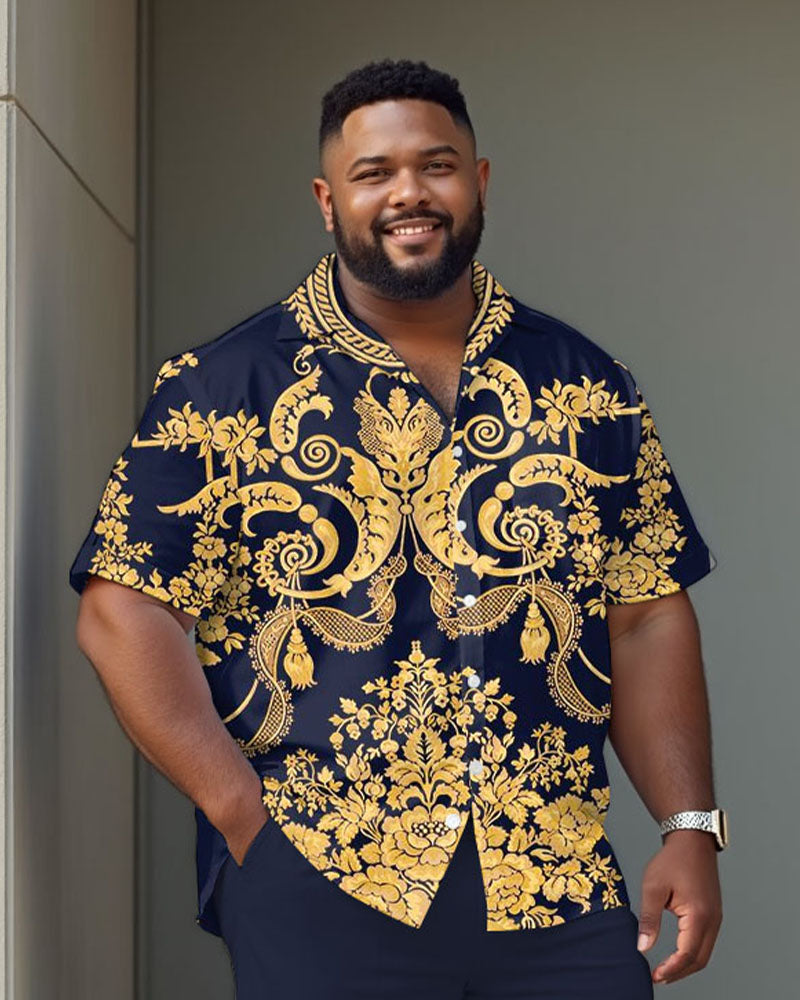 Big & Tall Blue Vintage T-Shirt Pants Set for big men view 2