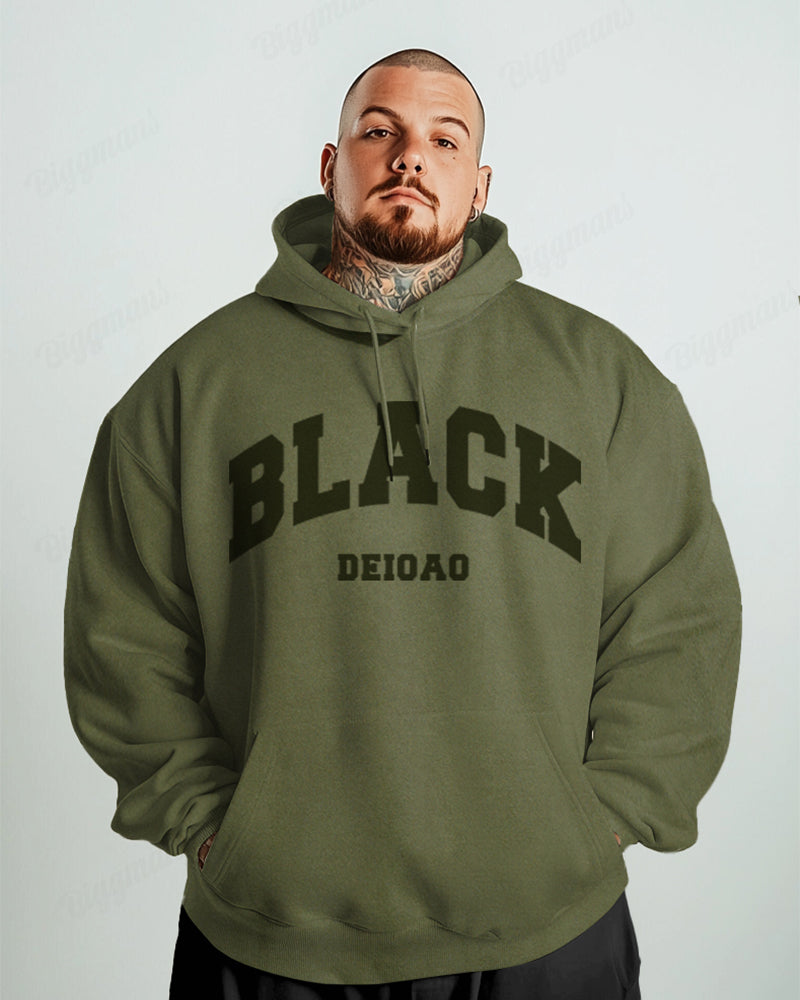 Big & Tall Black Graphic Hoodie Sweatpants Set for big men view 1