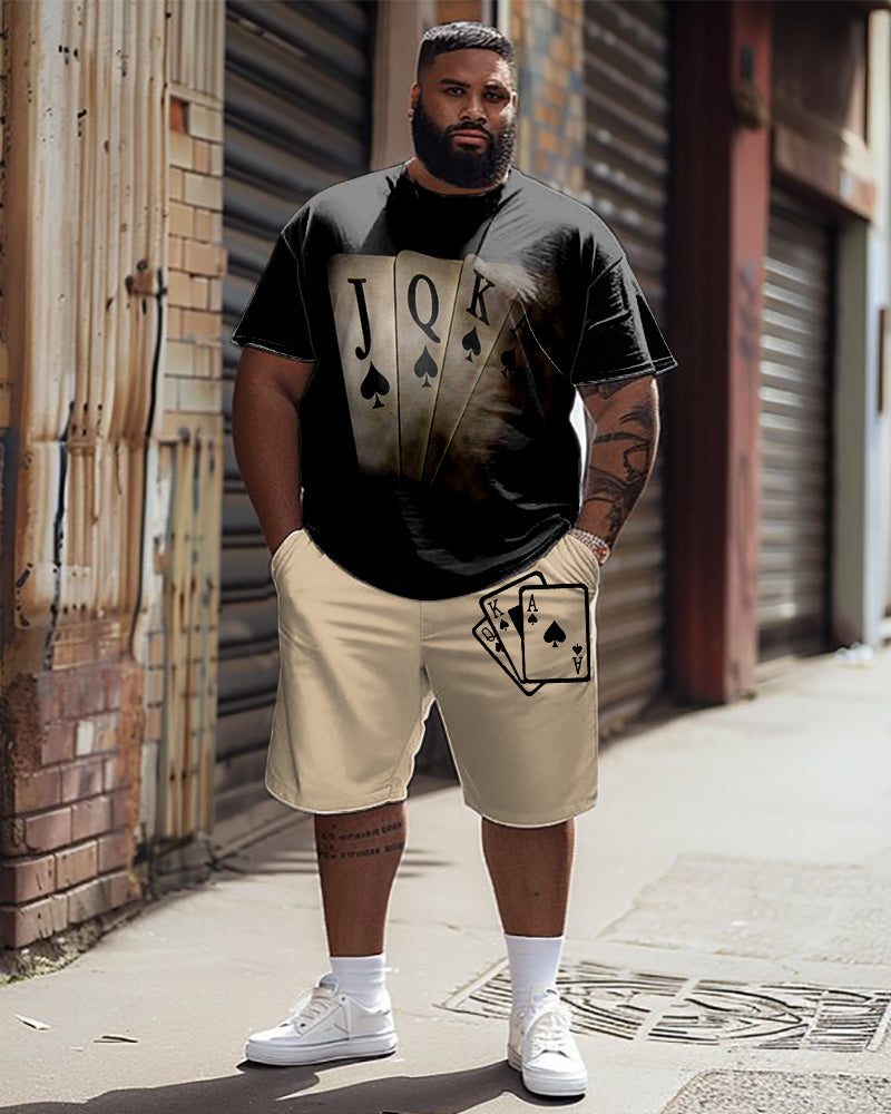 Big & Tall Streetwear T-Shirt Shorts Set for big men view 1