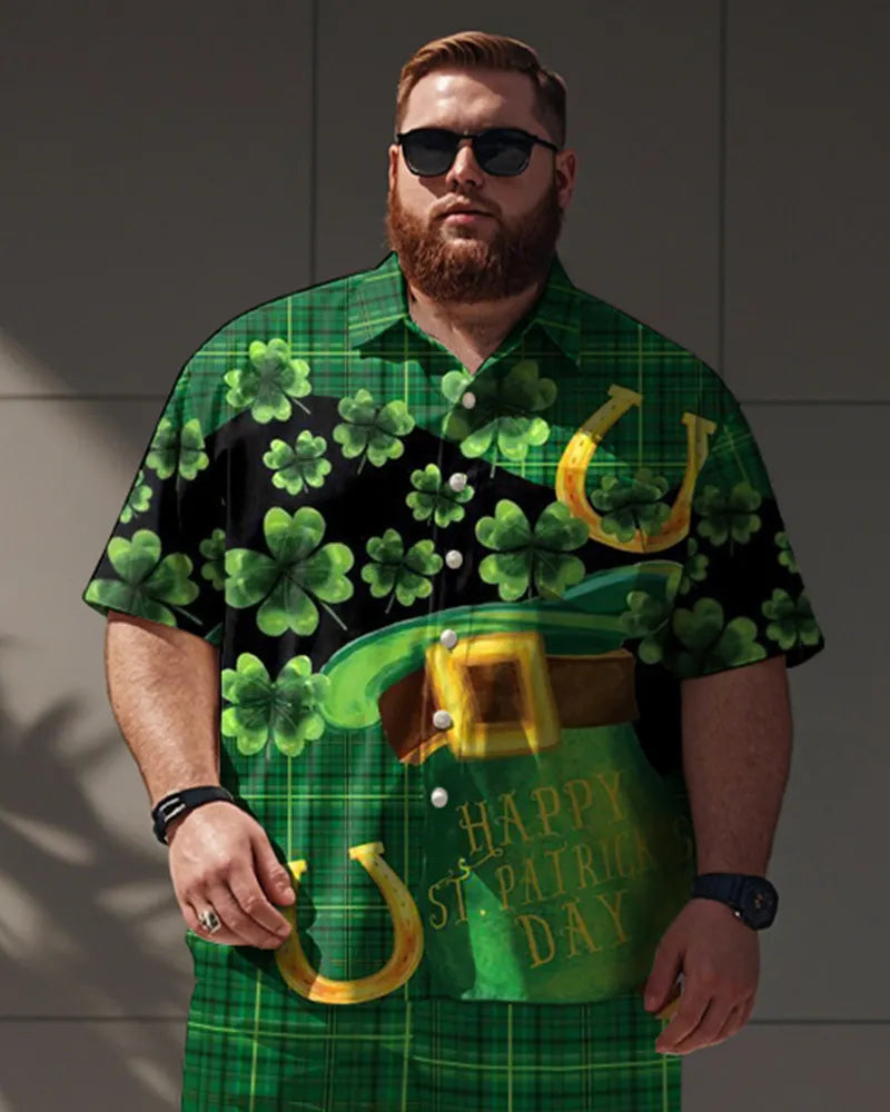 Big & Tall Graphic Graffiti T-Shirt Shorts Set for big men view 2