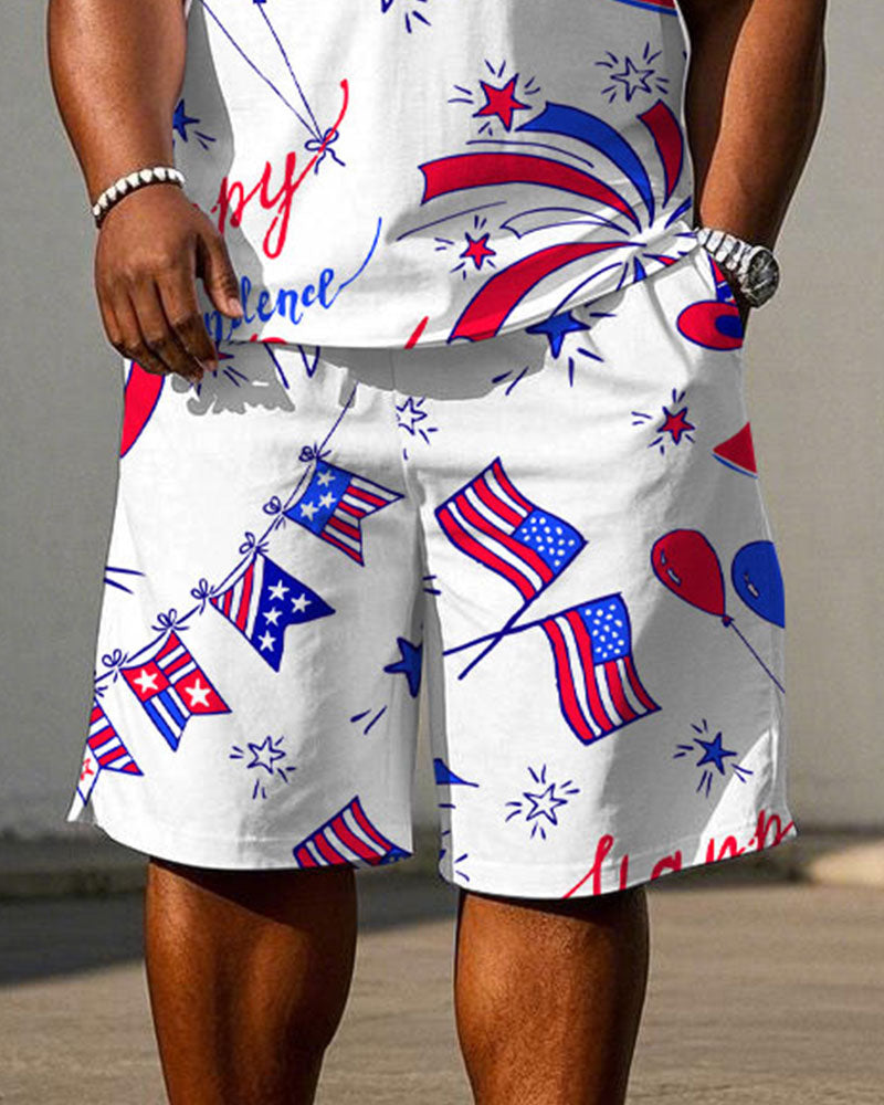 Big & Tall Streetwear T-Shirt Shorts Set for big men view 3