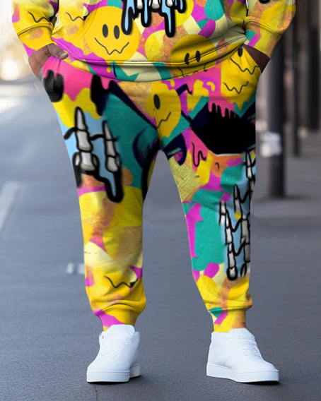 Big & Tall Smiley Hoodie Sweatpants Set for big men view 3