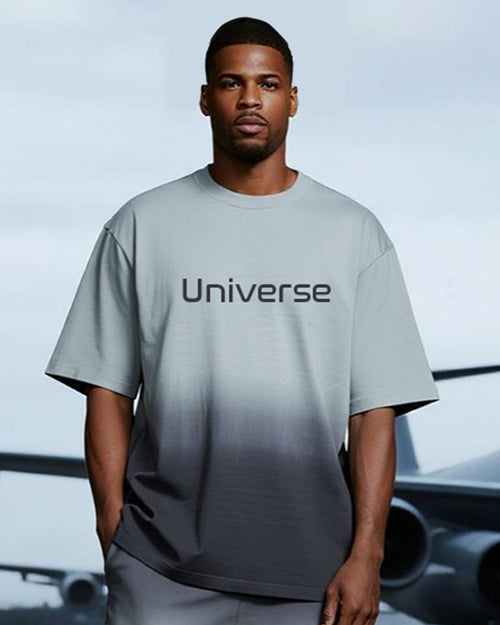 Big & Tall Gray Gradient Graphic T-Shirt Pants Set for big men view 2
