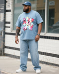 Big & Tall Denim T-Shirt Pants Set for big men