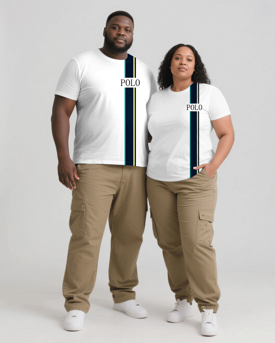 Big & Tall White Khaki T-Shirt Pants Set for big men view 1