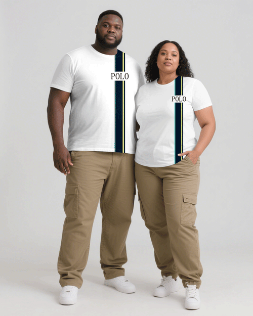Big & Tall White Khaki T-Shirt Pants Set for big men view 1