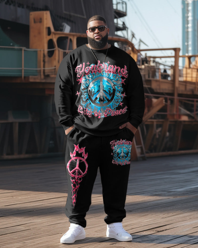 Big & Tall Graphic Athletic Streetwear Two-piece Set for big men view 1