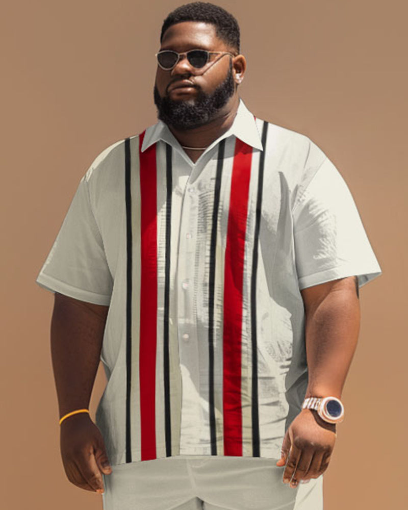 Big & Tall Hawaiian Striped Short Sleeve Shirt for big men view 2