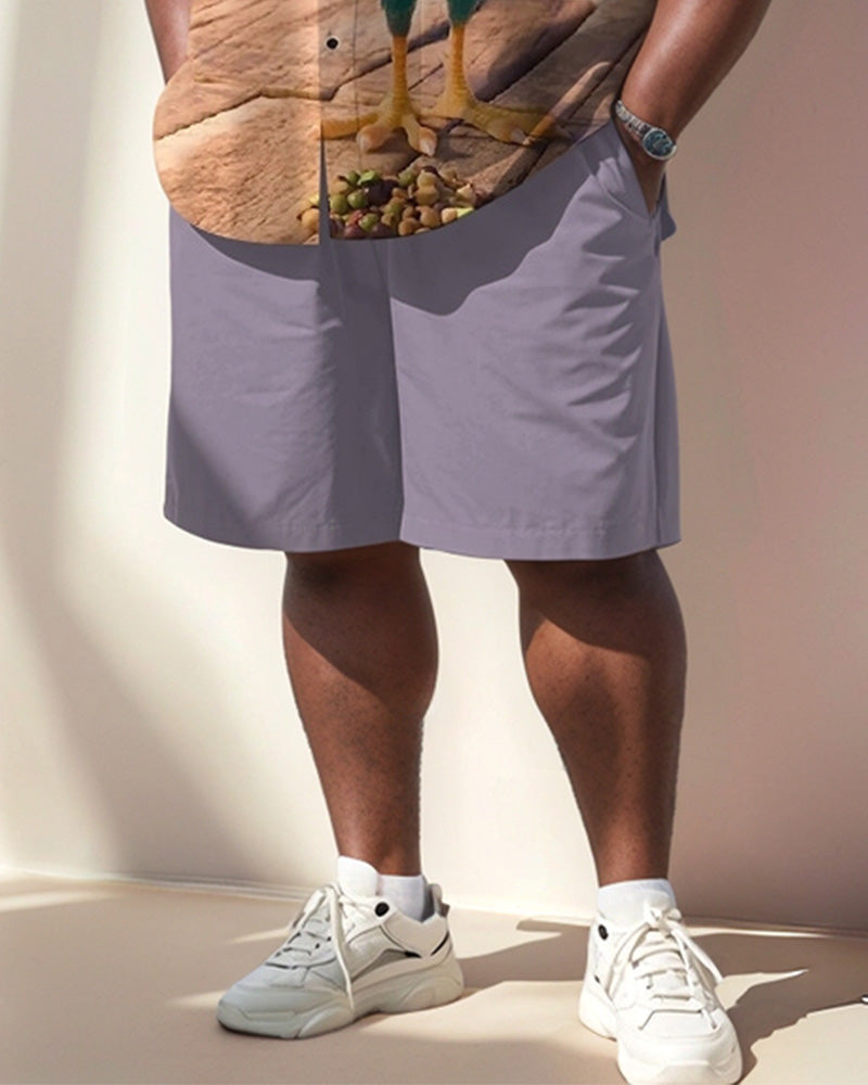 Big & Tall Purple Graphic T-Shirt Shorts Set for big men view 3
