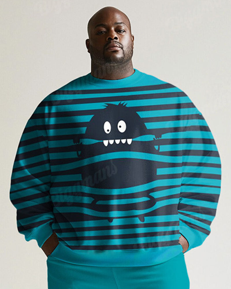 Big & Tall Green Striped Graphic Two-piece Set for big men view 2