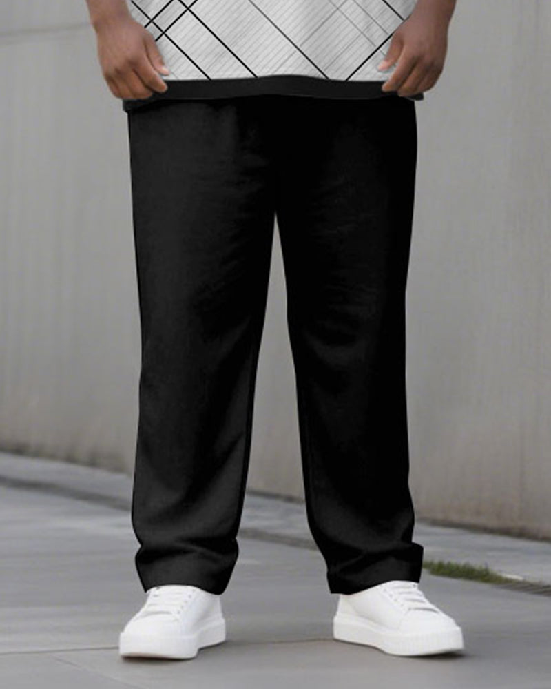 Big & Tall Black White Geometric Two-piece Set for big men view 3