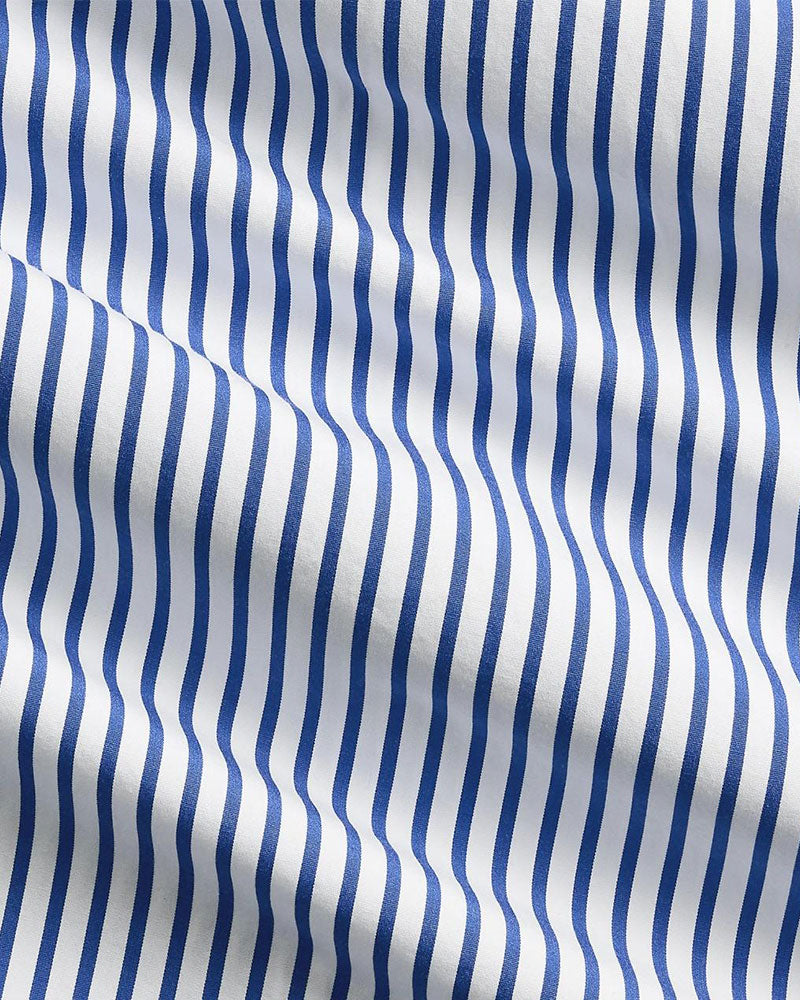 Big & Tall White Blue Striped Long Sleeve Shirt for big men view 2