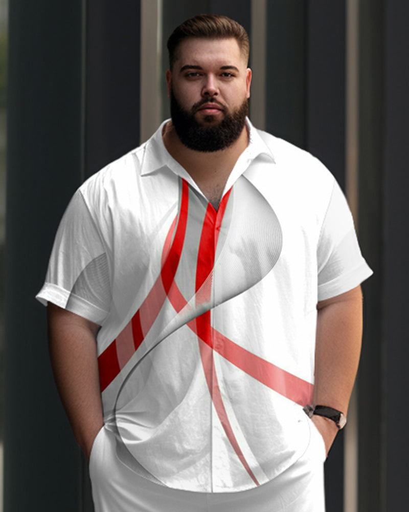 Big & Tall Geometric Graphic T-Shirt Pants Set for big men view 2