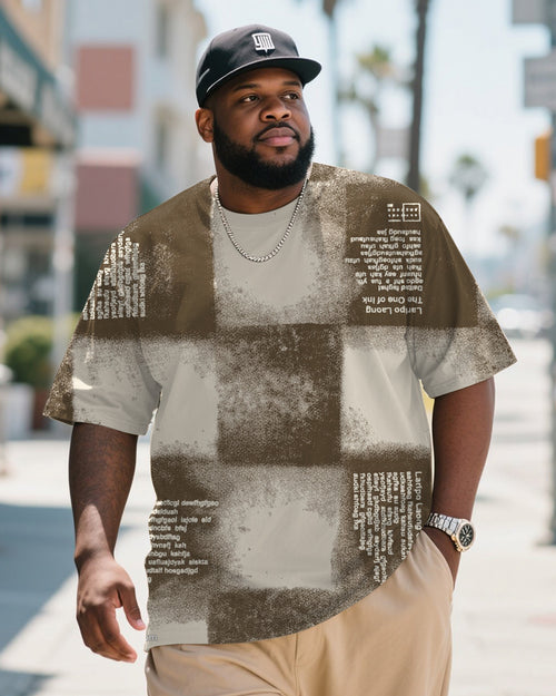 Big & Tall Gradient Plaid Graphic T-Shirt for big men view 1