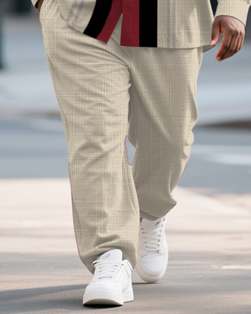 Big & Tall Striped Graphic T-Shirt Pants Set for big men view 3