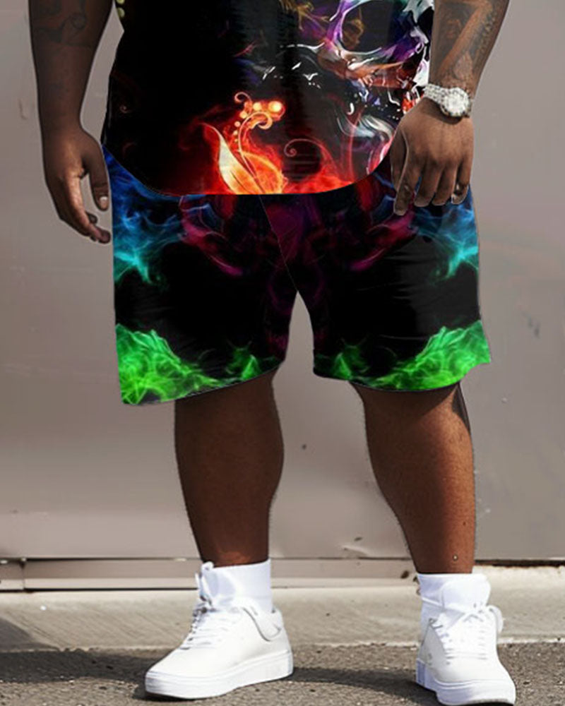 Big & Tall Graphic Graffiti T-Shirt Shorts Set for big men view 3