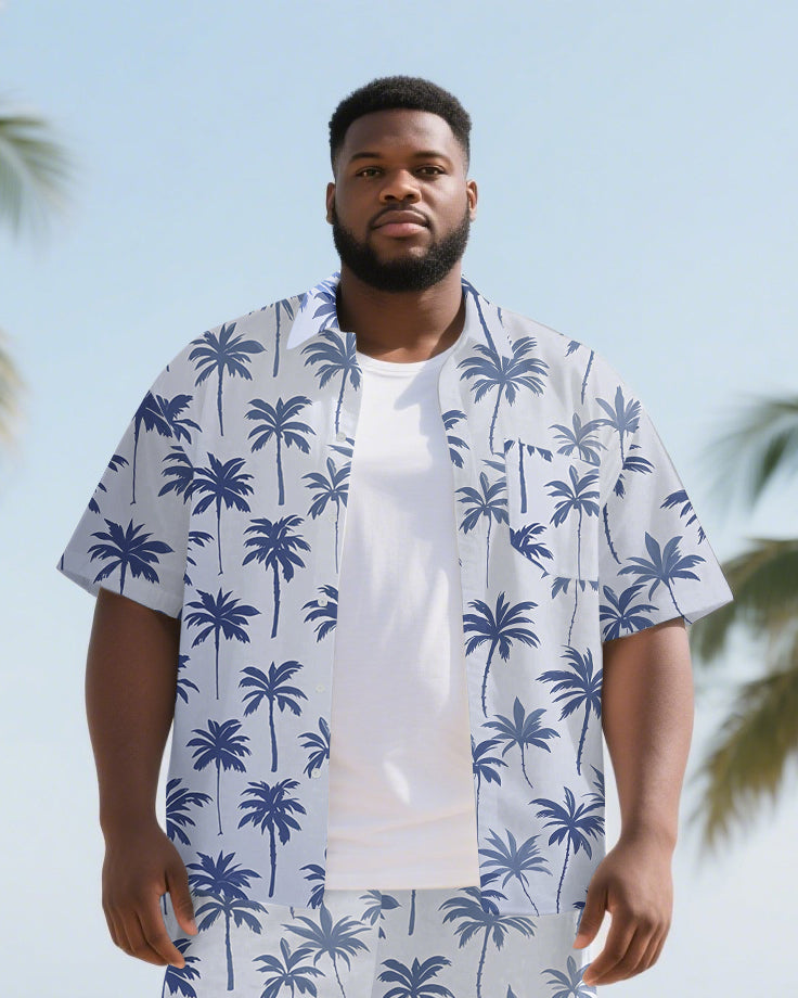 Big & Tall Hawaiian T-Shirt Shorts Set for big men view 2