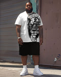 Big & Tall Graphic Streetwear T-Shirt Shorts Set for big men view 1
