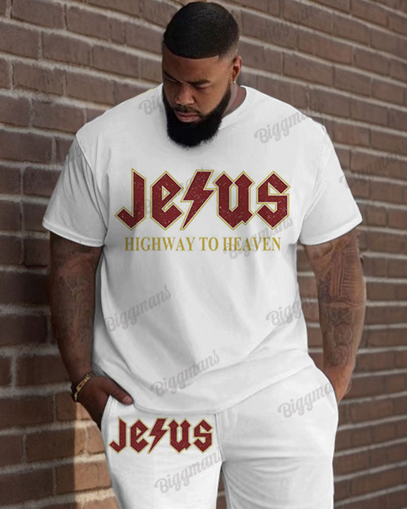 Big & Tall Graphic T-Shirt Pants Set for big men view 2