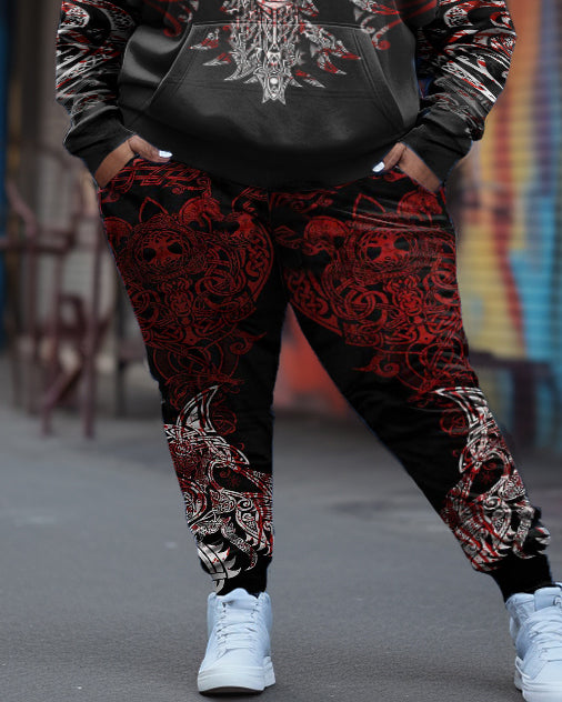 Big & Tall Graphic Streetwear Hoodie Sweatpants Set for big men view 3