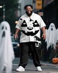 Big & Tall Black White Graphic T-Shirt Pants Set for big men view 1
