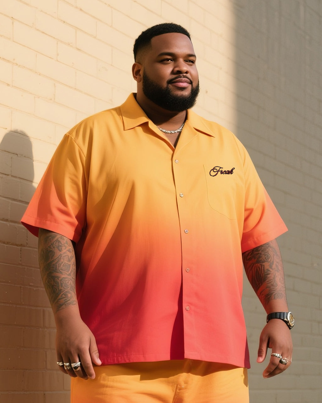 Big & Tall Gradient T-Shirt Shorts Set for big men view 2