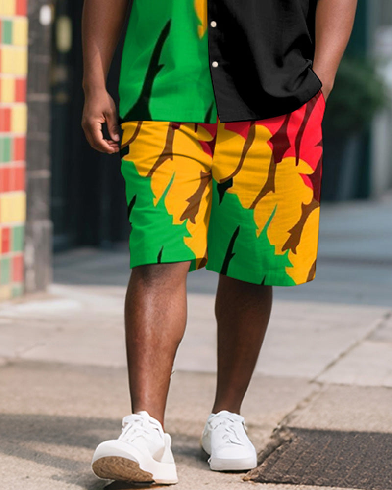 Big & Tall Juneteenth Graphic T-Shirt Shorts Set for big men view 3