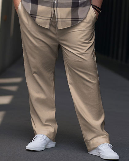 Big & Tall Plaid Shirt Pants Set for big men view 3