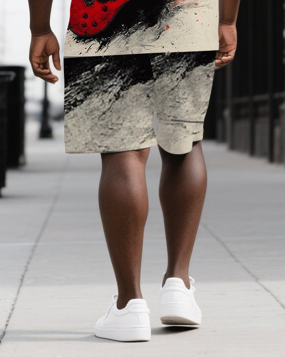 Big & Tall Graphic T-Shirt Shorts Set for big men view 3